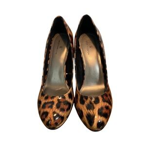 Worthington Leopard Print Patent Leather Pointed Toe Stiletto Heel Pumps Size 8M